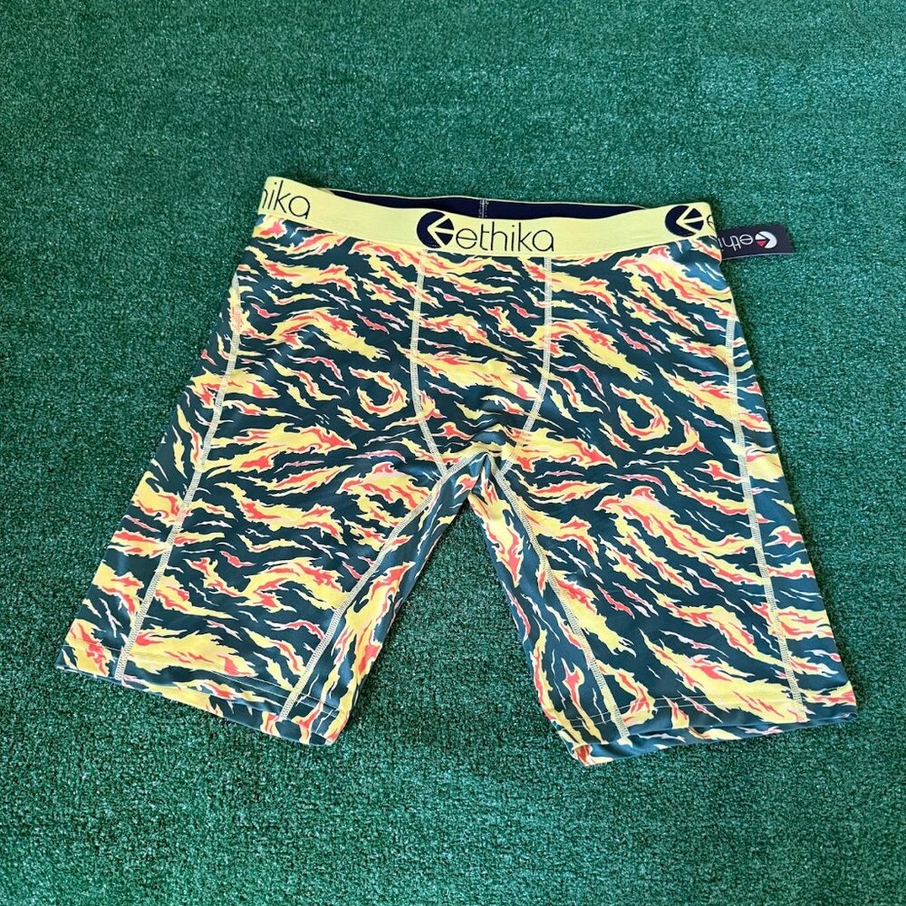 Ethika Blick Out Boxer Yellow Green Men’s Long Boxer Briefs Size XL NWT